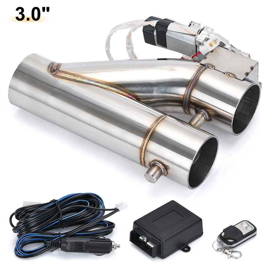 Universal Dual Electric Exhaust Cutout Valve Kit 2.0 2.5 3 Inch Stainless Steel with Wireless Remote