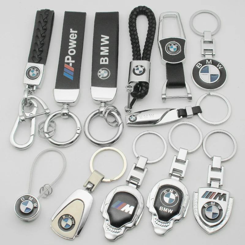 Metal and Leather Automotive Keychain – Multiple Designs