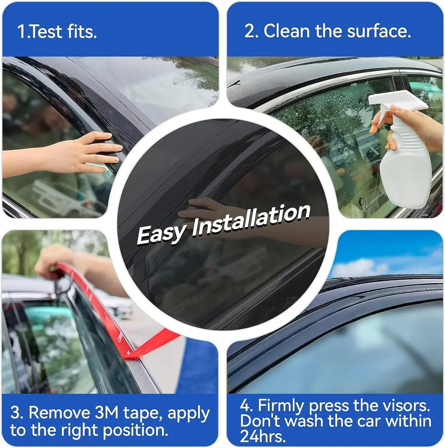 For 2008-2012 Honda Accord 4 Door Sedan Models Black Wavy Mugen Style Tinted Window Visor Rain Guard Vent