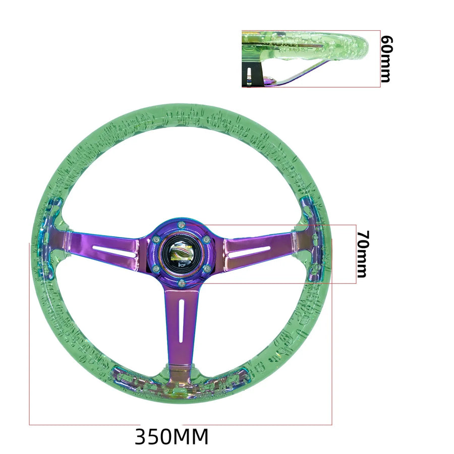 350 mm Acrylic Racing Steering Wheel – Green