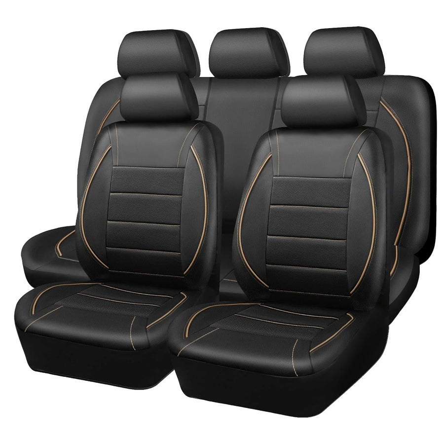 Universal 5-seat Leather-look Car Seat Cover and Cushion Set