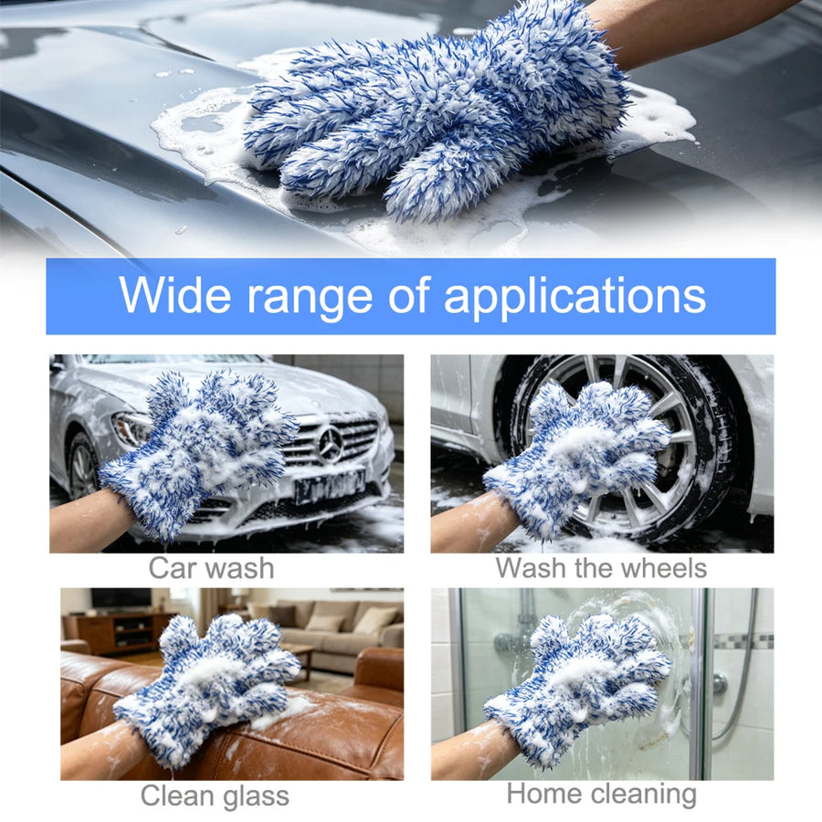 Five-Finger Microfiber Car Wash & Detailing Gloves