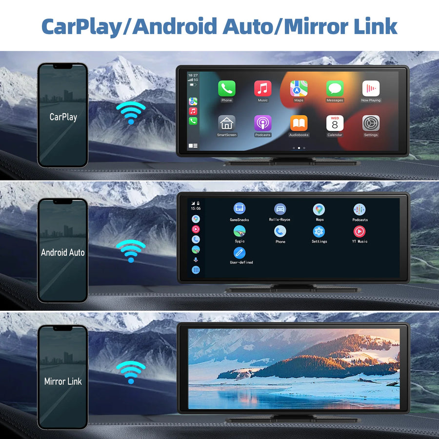 10.26-Inch Wireless CarPlay and Android Auto Portable Display