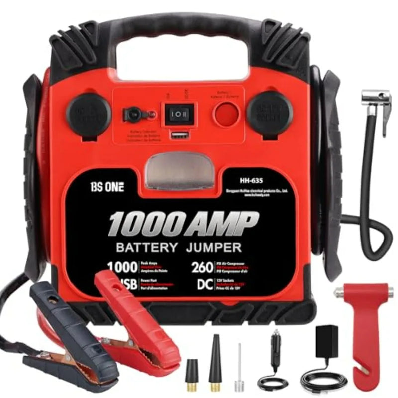 1000 Peak Amp 12V Jump Starter with 260 PSI Air Compressor