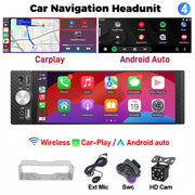 6.86-Inch IPS 1-DIN Wireless CarPlay and Android Auto Car Stereo