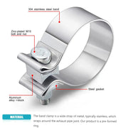 For Mufflers Catalytic Converters Silver 4-Piece 2.5 Inch T409 Stainless Steel Narrow Band Exhaust Clamps