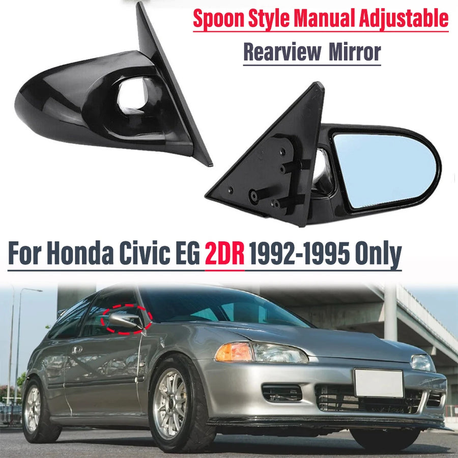 Manual Side Mirrors for 1992–1995 Honda Civic EG 2-Door – Pair