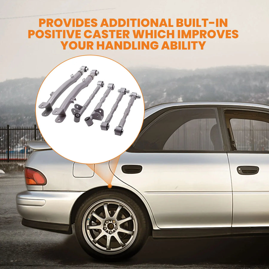 Rear Full Adjustable Lateral Link Traling Arm 6 Link Kit for Subaru Impreza Wrx Rear Suspension Adjustable for Sti Gda 2002-2007