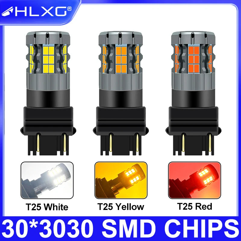 1-Piece 7440/7443/3157 LED Brake/Reverse Light Bulb – Yellow/Red/White, CANBUS