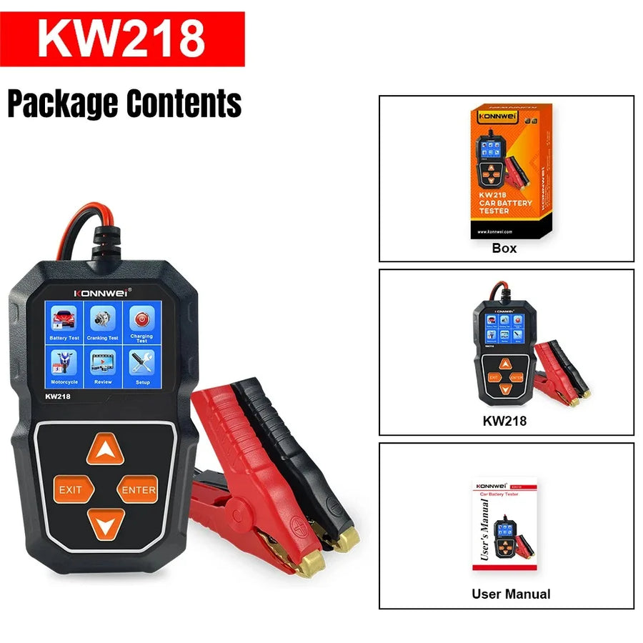KONNWEI KW218 6V/12V Battery Tester – 100–2000 CCA