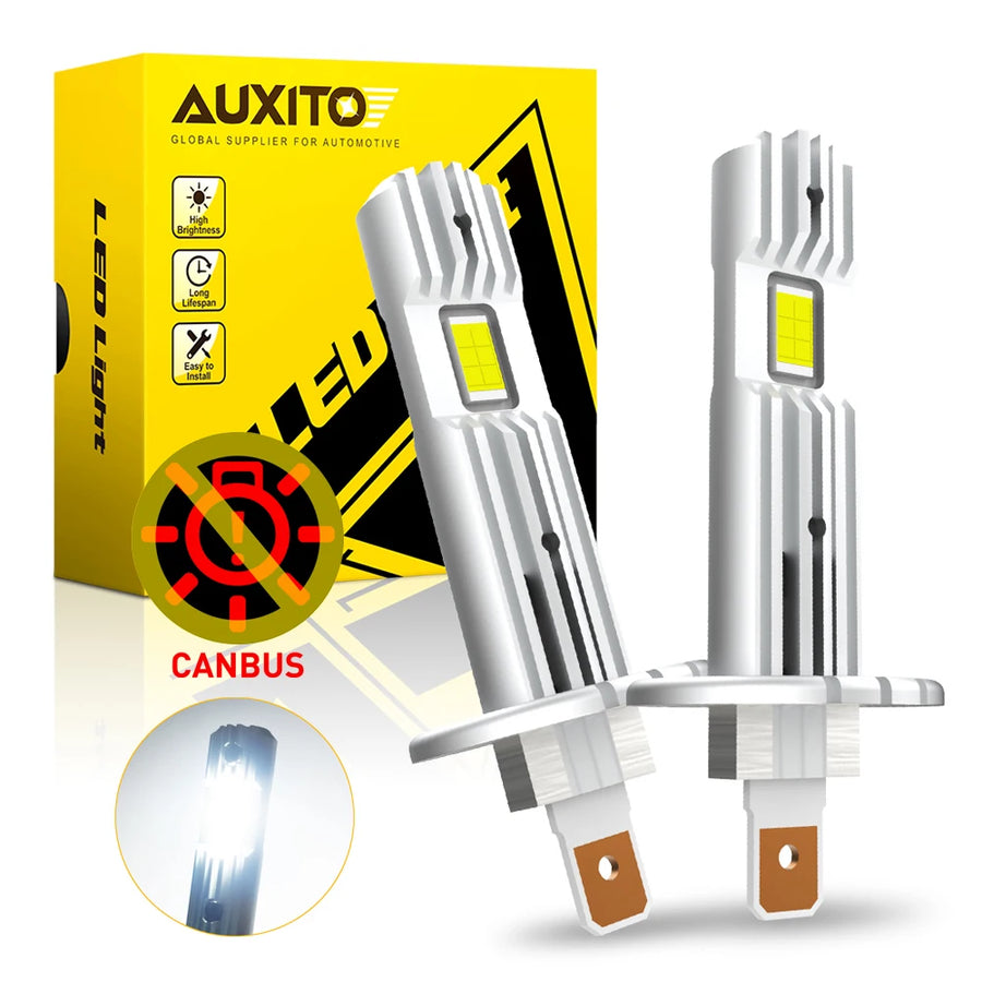 2-Piece H1 LED Headlight Bulb – 6500K, CANBUS, Fanless