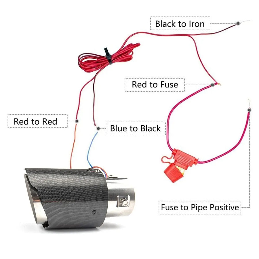 Universal Car Modified Exhaust Muffler Tip Pipe LED Red/Blue Light Outlet Exhaust Pipe Tail Throat