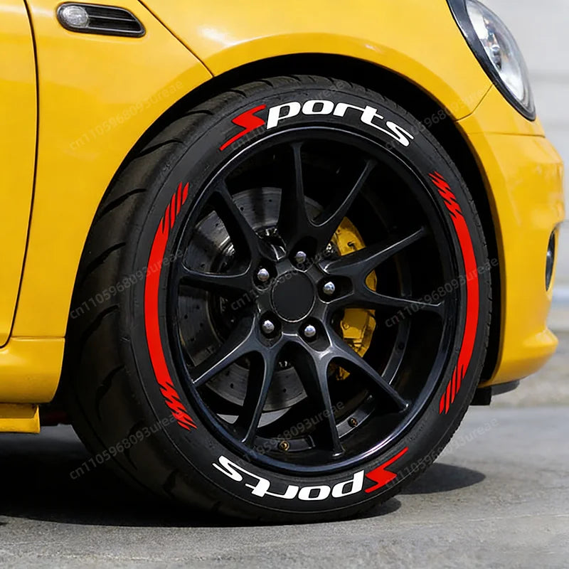 For 2 Tires Sports 4PCS 3D Tire Letter Stickers Waterproof Pvc Racing Wheel Decals Car