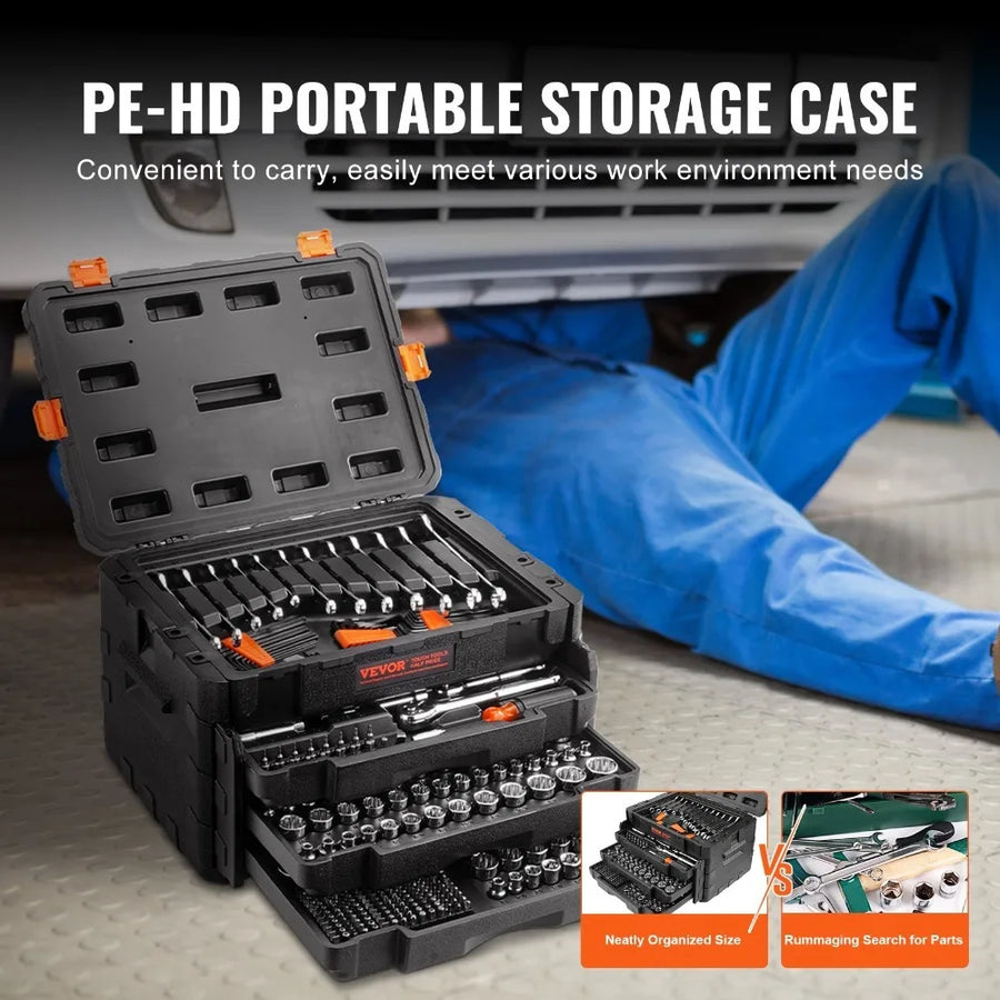450-Piece Mechanics Tool & Socket Set, 1/4, 3/8 & 1/2 in Drive