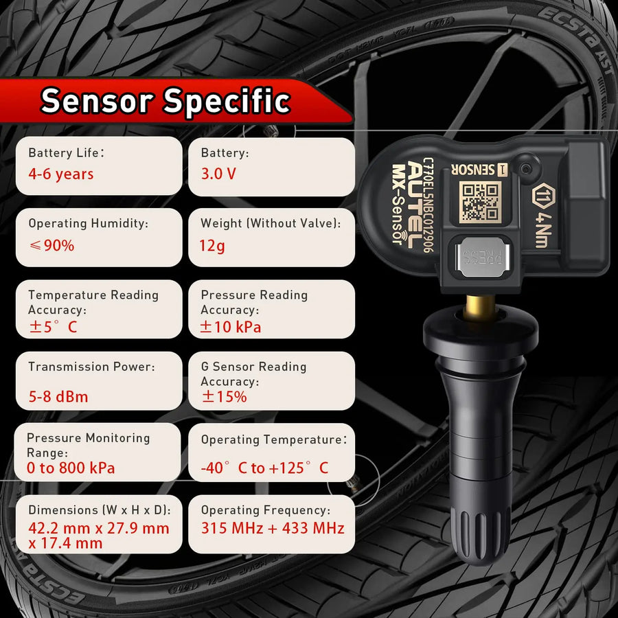Autel MX-Sensor 315MHz/433MHz Programmable TPMS Sensor