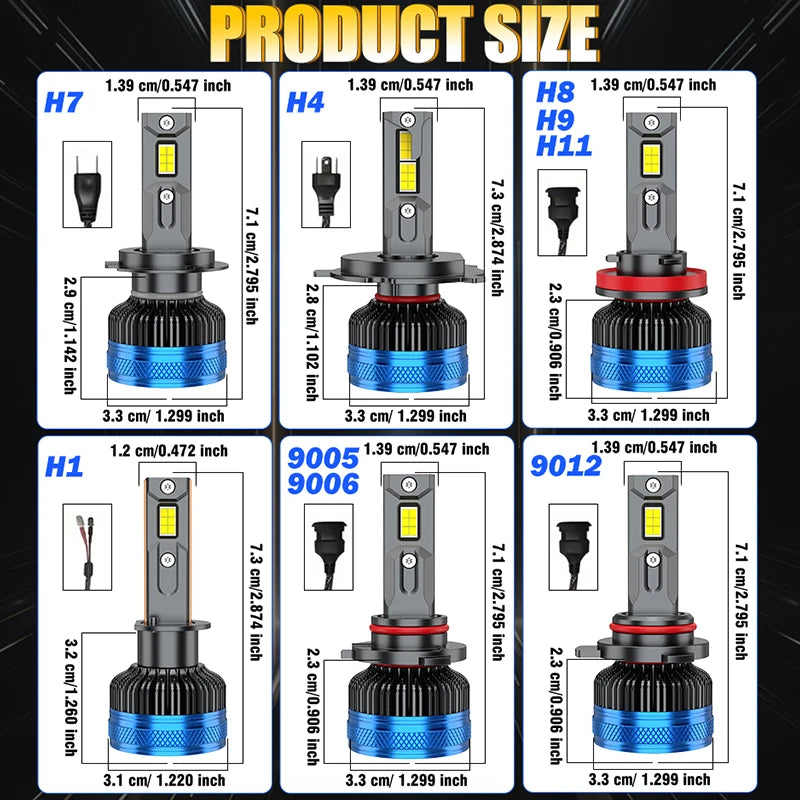 H1/H4/H7/H11/9005/9006 LED Headlight Bulb – 6000K, CANBUS