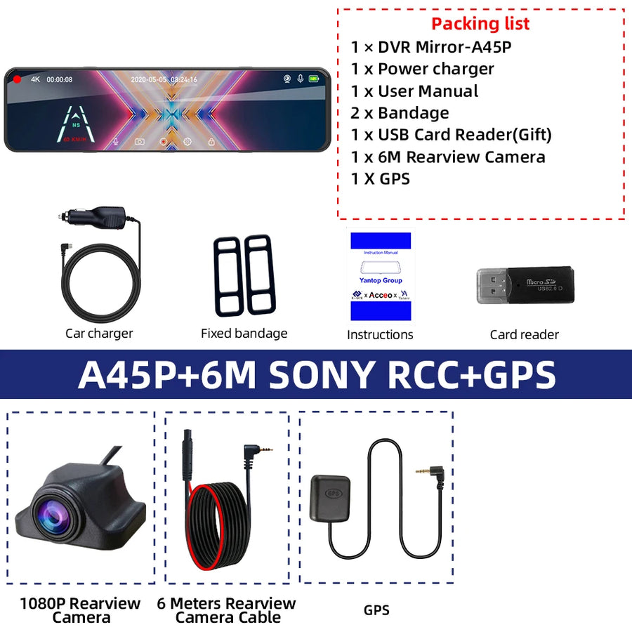 4K Dual Mirror Dash Cam