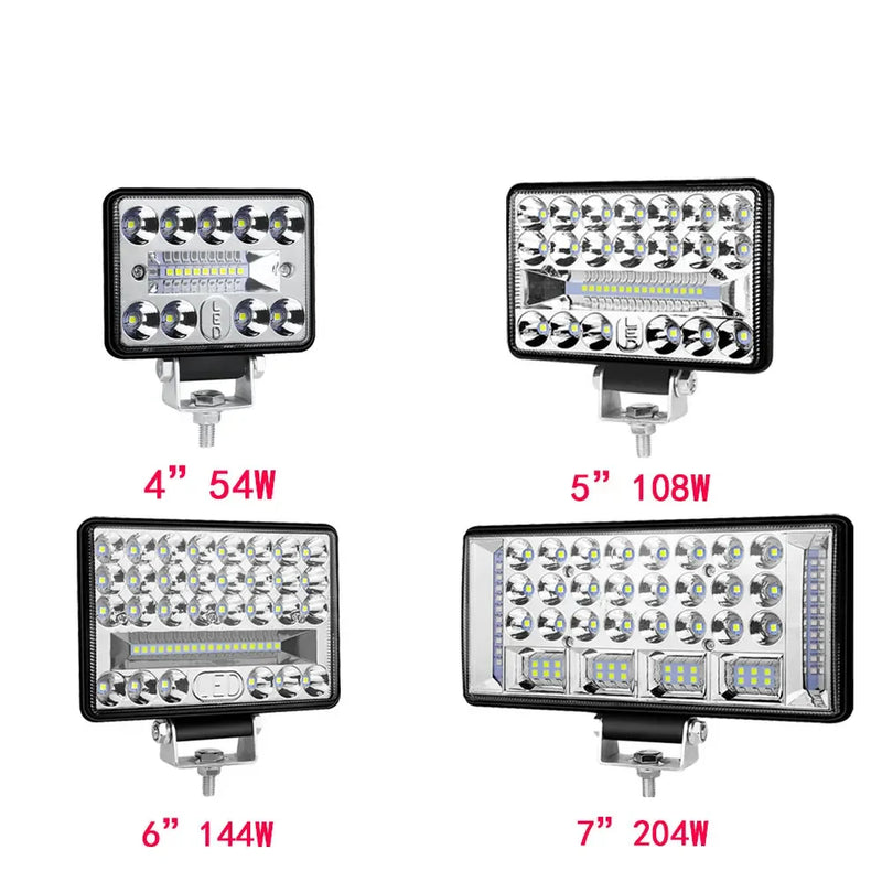 2-Piece 4-Inch/5-Inch/6-Inch/7-Inch LED Work Light Bar – Spot/Flood Combo, 12V–24V