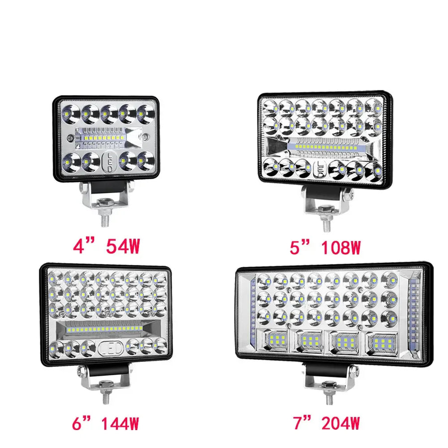 2-Piece 4-Inch/5-Inch/6-Inch/7-Inch LED Work Light Bar – Spot/Flood Combo, 12V–24V