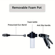 High-Pressure Car Wash Water Gun With Foam Bottle and Hose Nozzle