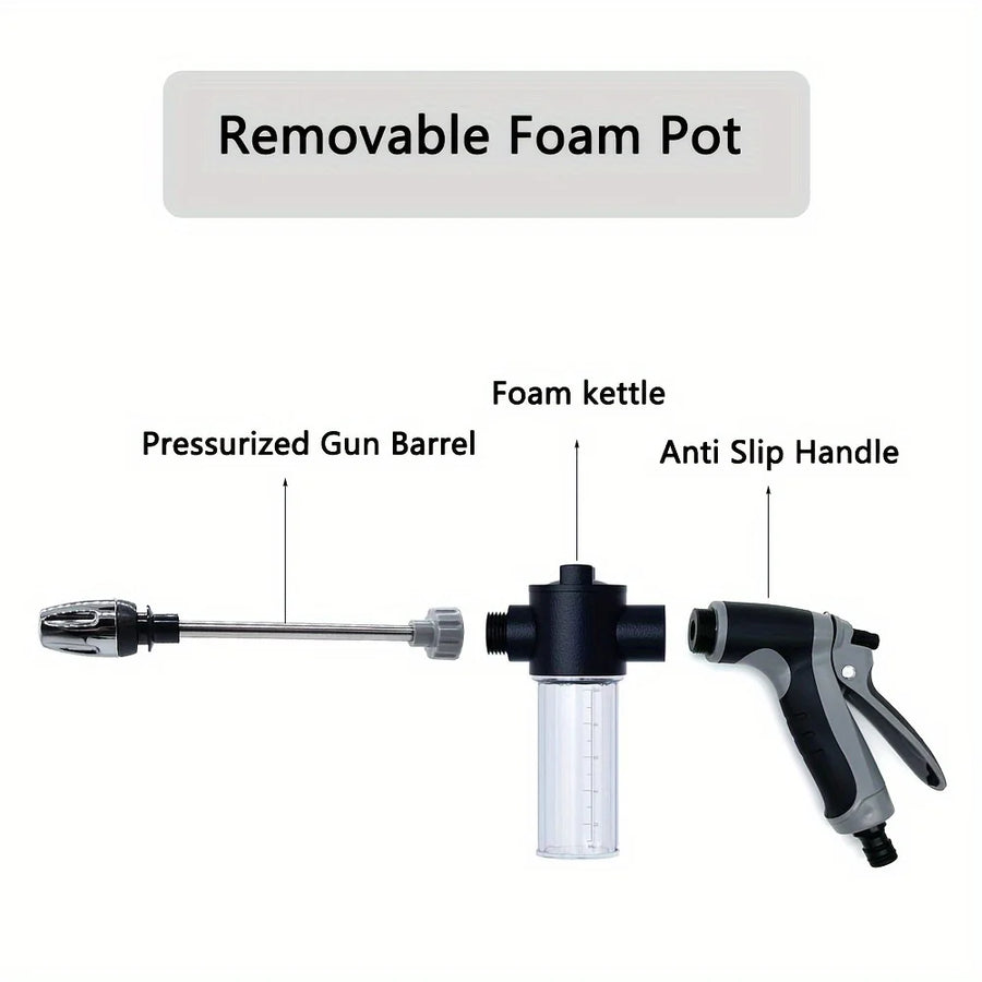 High-Pressure Car Wash Water Gun With Foam Bottle and Hose Nozzle
