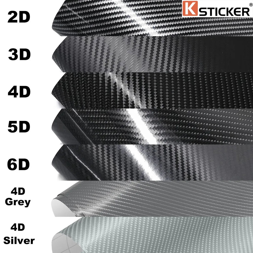 Carbon-Fiber-Look Vinyl Wrap – 2D to 6D Finishes