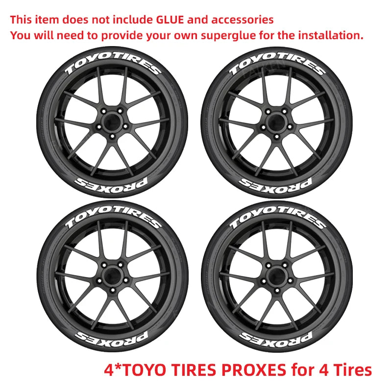 For 4 Tires Toyo 3D Tire Letter Stickers Waterproof Pvc Raised Wheel Decals Racing Car Sidewall