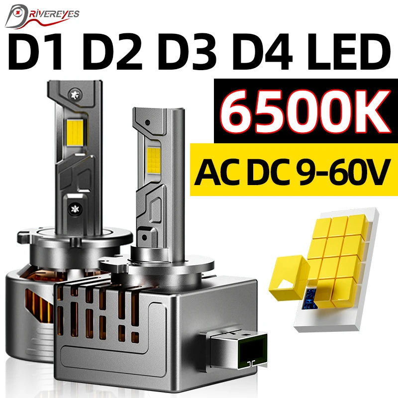 2-Piece D1S/D2S/D3S/D4S LED Headlight Conversion Bulb – 6500K, CANBUS
