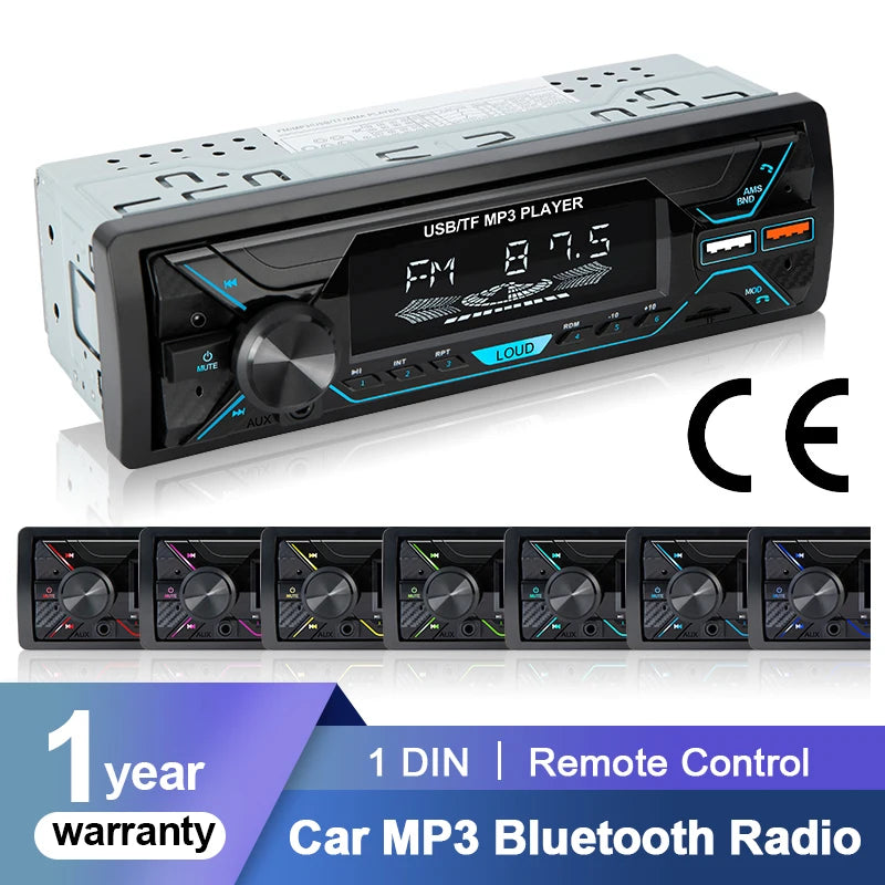 1-DIN Bluetooth Car Stereo – 4x60W with FM, USB, AUX and TF Card