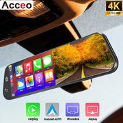 4K Dual Mirror Dash Cam with Wi-Fi App Control, GPS