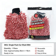 Red Double-Sided Chenille Car Wash Mitt, 26 x 20 cm