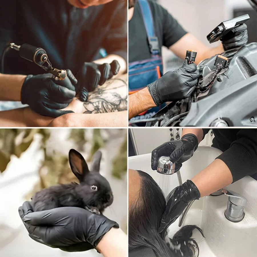 Black Disposable Work Gloves – 10 to 100 Pack