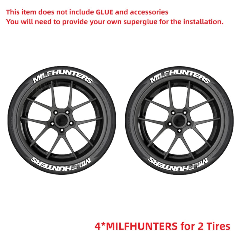 4-Piece 3D PVC Tire Letter Decal Set
