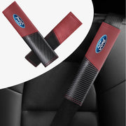 2-Piece Ford Logo Carbon-Pattern Seat Belt Shoulder Pads