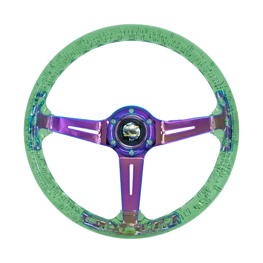 350 mm Acrylic Racing Steering Wheel – Green