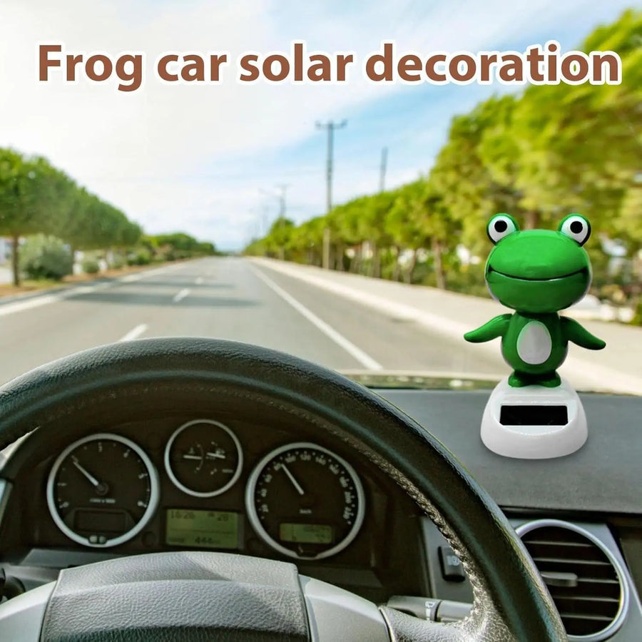 1 10pc Solar Powered Car Dashboard Ornament Cute Animal Frog Bobble Head Toy Decoration Gift