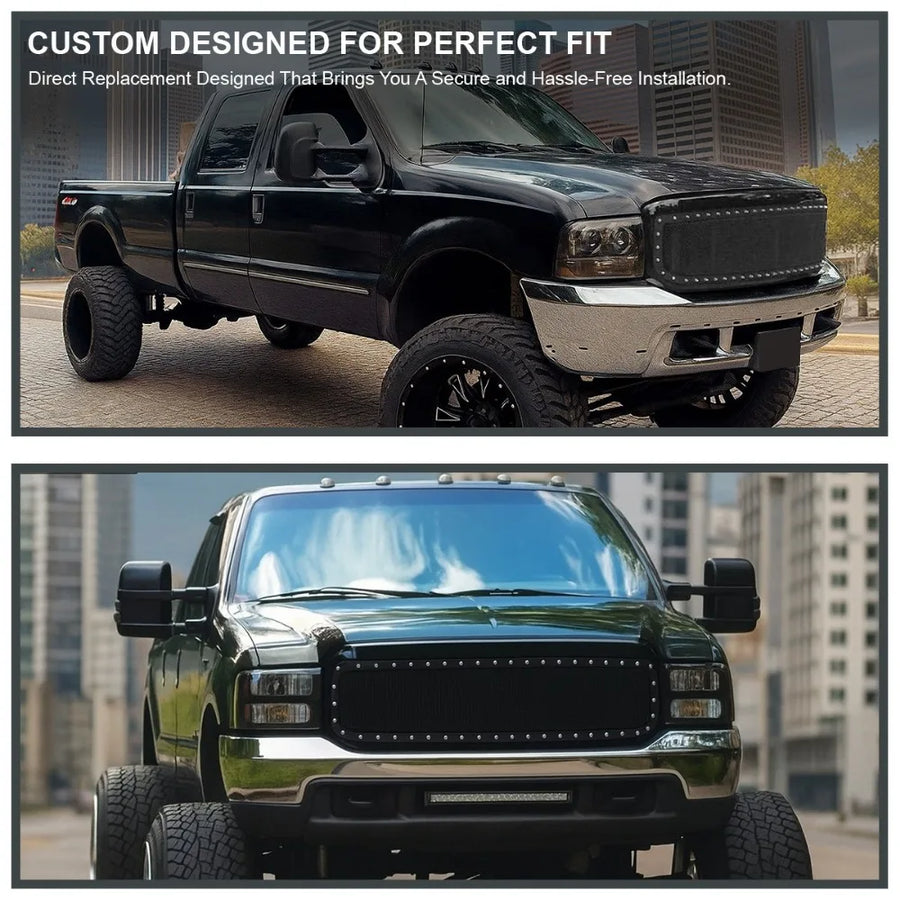 Mesh Rivet-Style Front Grille with Shell for 1999–2004 Ford F-250/F-350