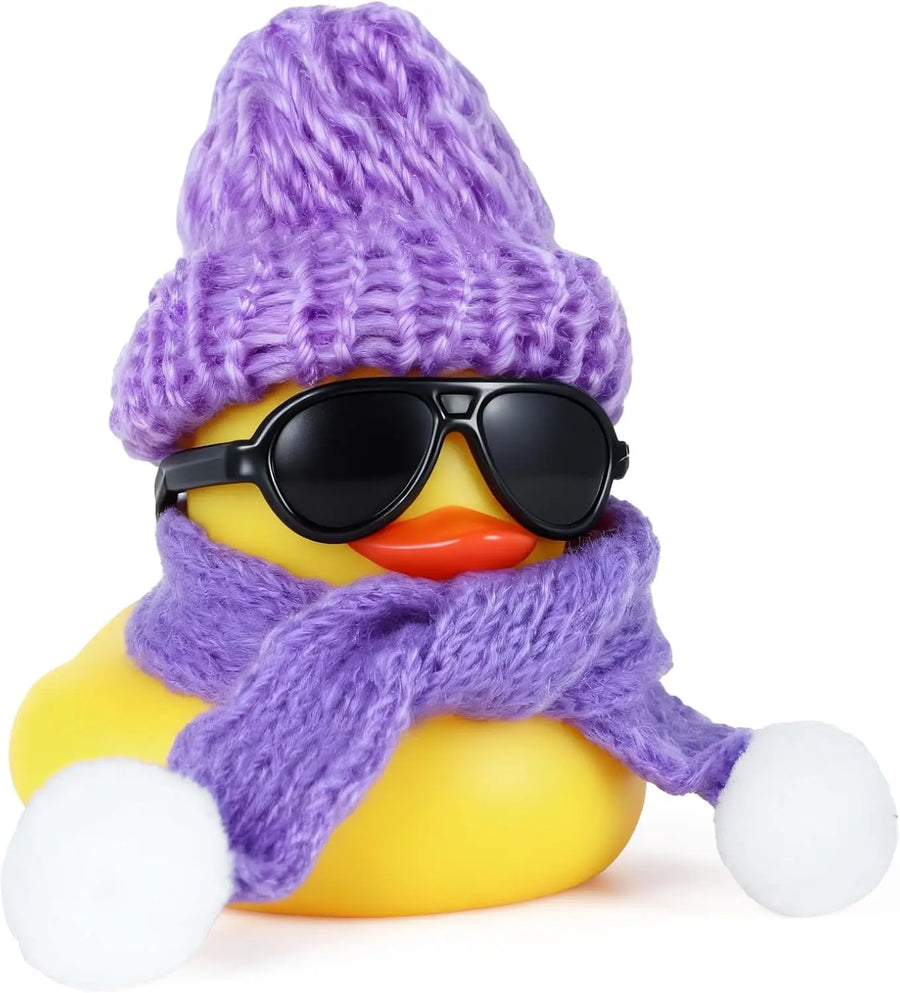 Rubber Duck Dashboard Ornament with Heart Hat and Scarf