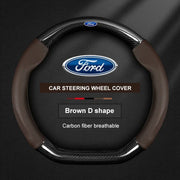 Ventilated Carbon Fiber-Look Steering Wheel Cover for Ford Vehicles