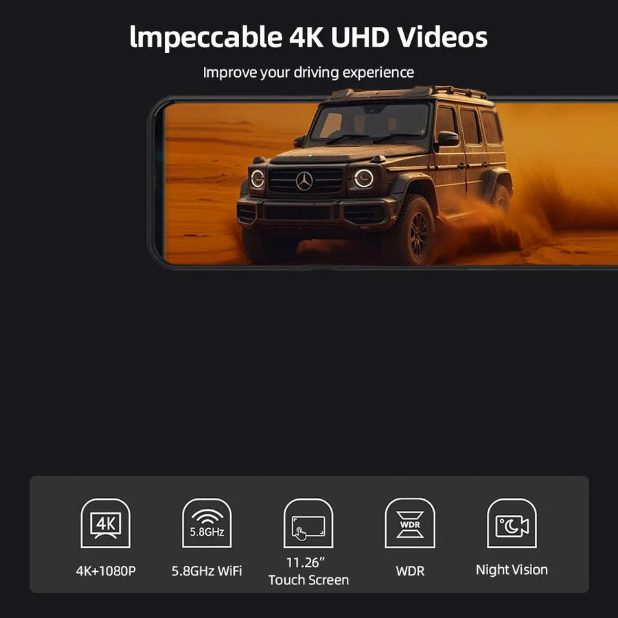4K Dual Mirror Dash Cam