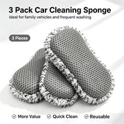 Dual-Sided Microfiber Car Wash Sponges - 24 x 12 x 5 cm