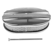 12 in Polished Oval Finned Air Cleaner – 5-1/8 in Carb Neck