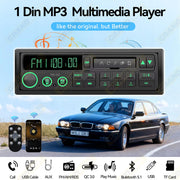 Retro 1-DIN Bluetooth Car Stereo with FM, AM, RDS, DAB and USB