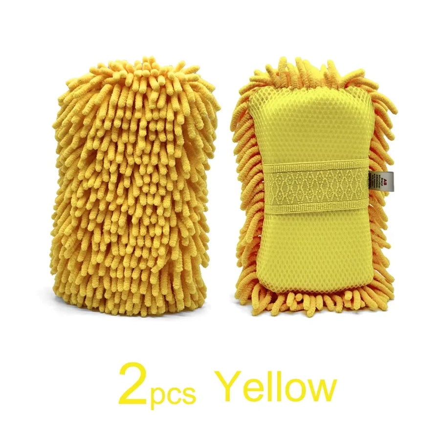 Chenille & Mesh Car Wash Mitts, 2-Pack