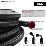 20FT Nylon Braided Fuel Line 6AN Oil/Gas/Fuel Hose End Fittings Kit US