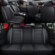 Universal 5-Seat Full-Coverage PU Leather Seat Cover Set – Black/White