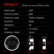 1.5-Inch Silk Dome Car Audio Tweeters