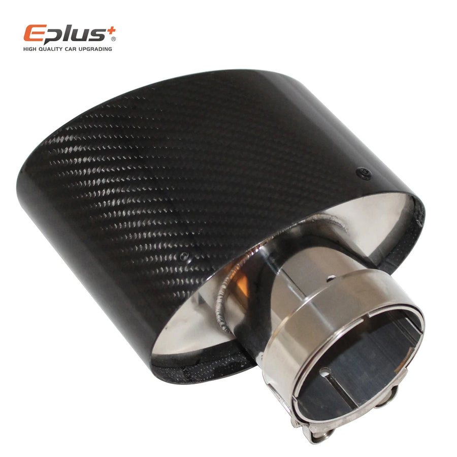Universal Angled Oval Carbon-Fiber & Stainless Steel Exhaust Tip
