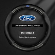 Ventilated Carbon Fiber-Look Steering Wheel Cover for Ford Vehicles