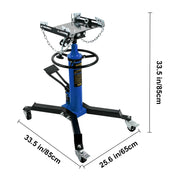 Hydraulic Telescopic Transmission Jack with Foot Pedal and Swivel Casters